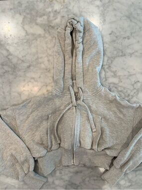 Zara Light Gray Labelled Cropped Sweatshirt